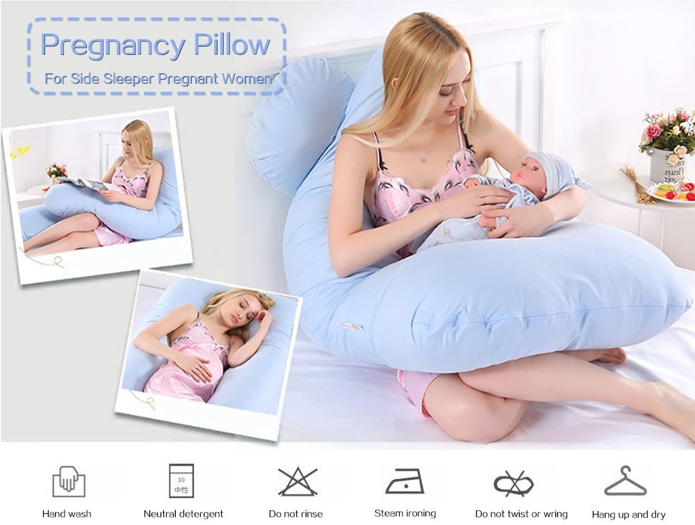 Pregnant Women Sleeping Support Pillow with Cotton U shaped Pillowcase