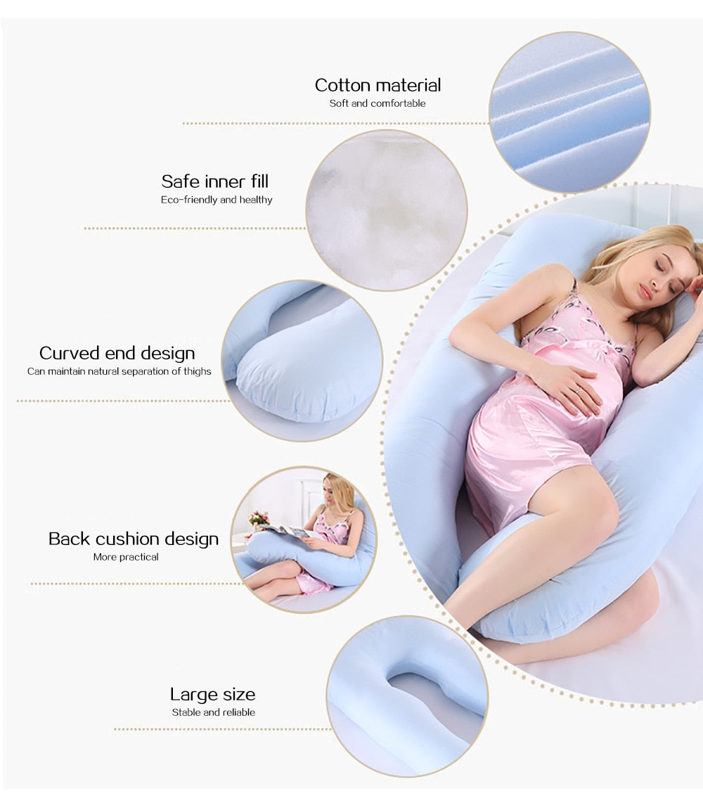 Pregnant Women Sleeping Support Pillow with Cotton U shaped Pillowcase