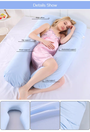 Pregnant Women Sleeping Support Pillow with Cotton U shaped Pillowcase