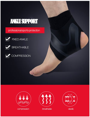 Elastic Ankle Support  Brace with Fitness Adjustable Compression Protectors