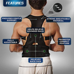 Male/Female Adjustable Magnetic Posture Corrector, Back Belt Support Straight Corrector