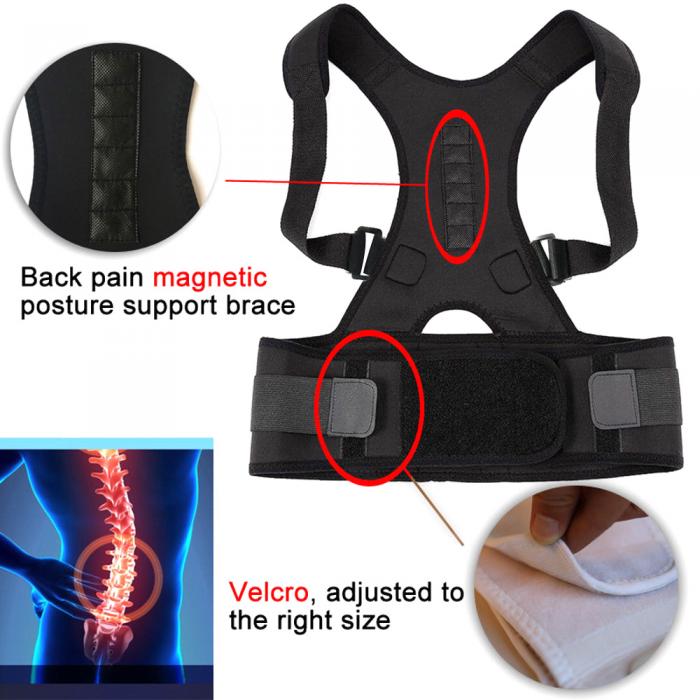 Male/Female Adjustable Magnetic Posture Corrector, Back Belt Support Straight Corrector