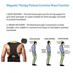 Male/Female Adjustable Magnetic Posture Corrector, Back Belt Support Straight Corrector