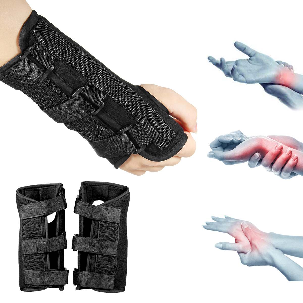 Forearm Splint for Safe Wrist Support with Medical Wrist Brace Pads