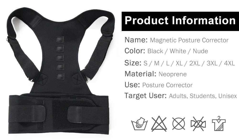Magnetic Therapy Posture Corrector with Brace Shoulder Back Support Belt.