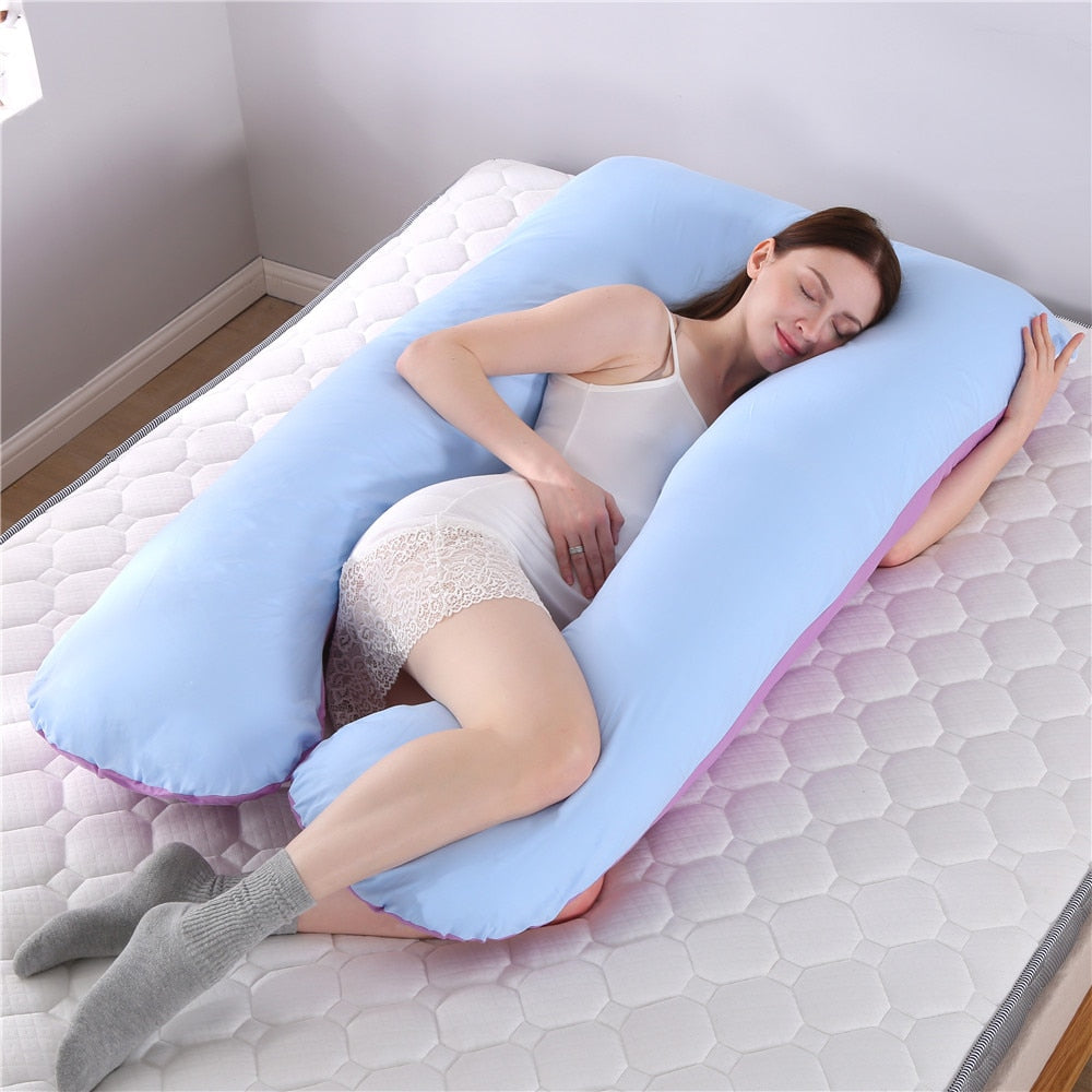 Pregnant Women Sleeping Support Pillow with Cotton U shaped Pillowcase