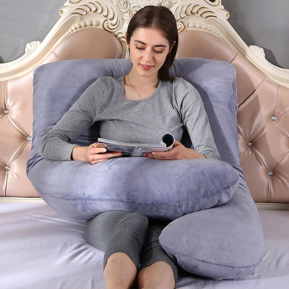 Pregnant Women Sleeping Support Pillow with Cotton U shaped Pillowcase