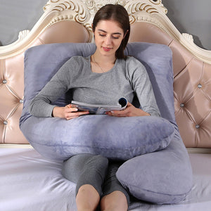 Pregnant Women Sleeping Support Pillow with Cotton U shaped Pillowcase