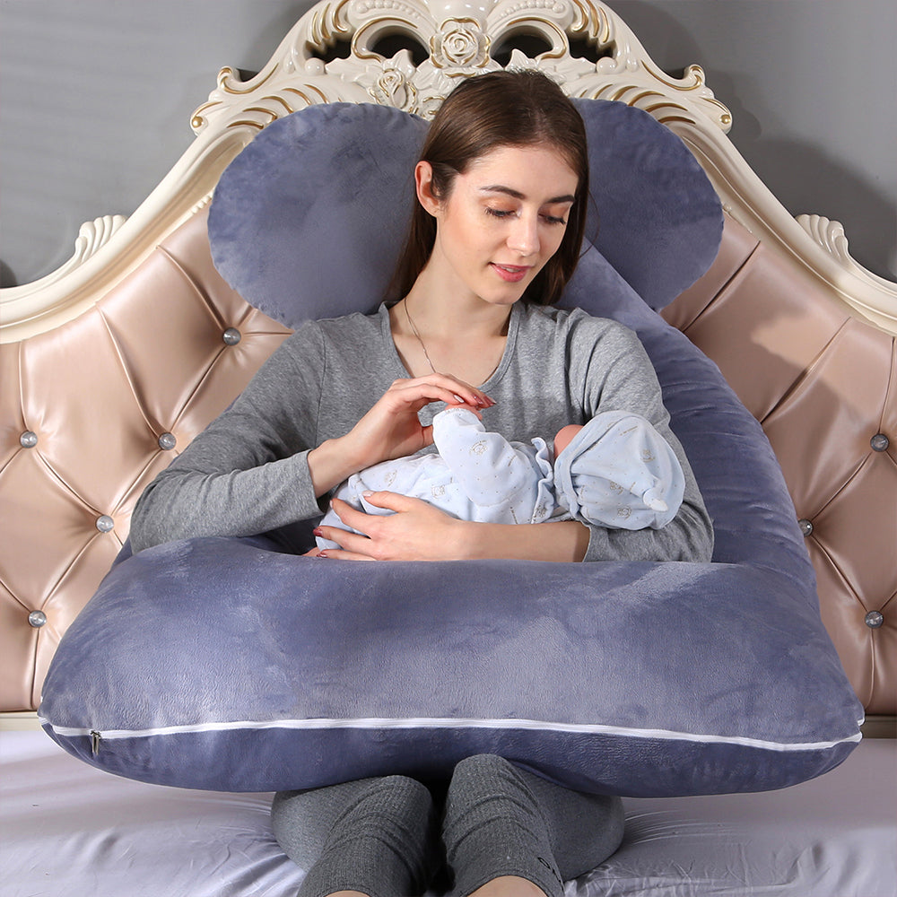 Pregnant Women Sleeping Support Pillow with Cotton U shaped Pillowcase