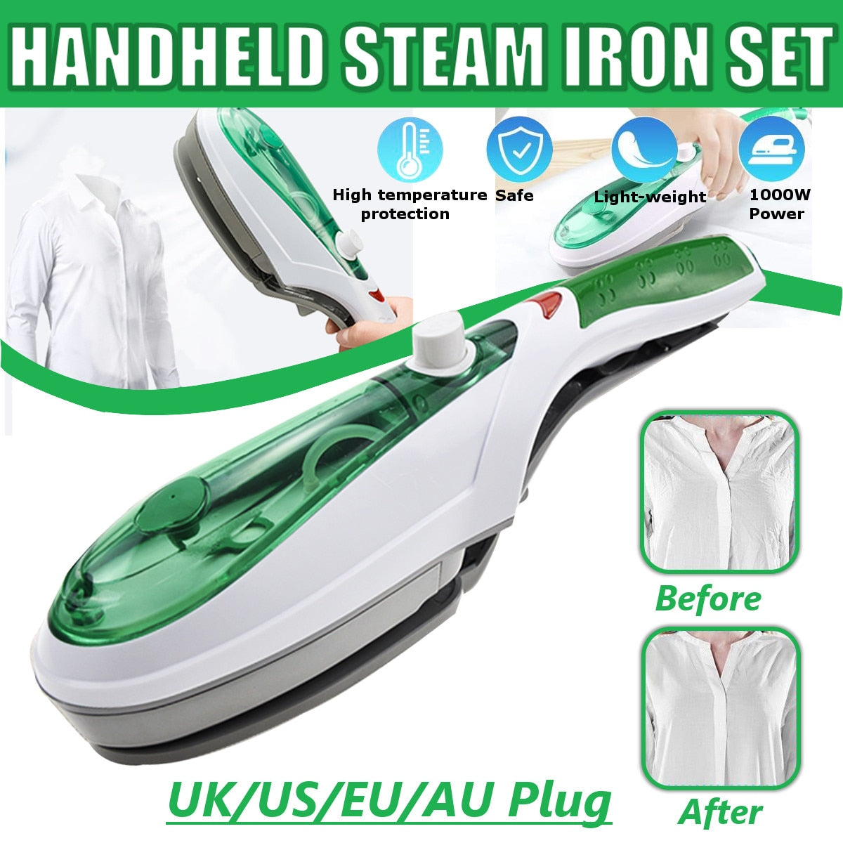 Handheld Portable Steamer Iron Brush For Clothes.