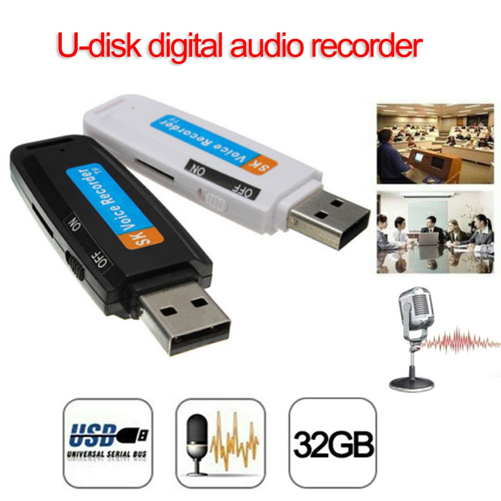 U-Disk Digital Audio Voice Recorder,charger with USB Flash Drive up to 32GB Micro SD